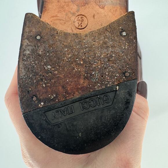 Vintage Gucci Mens Brown Leather Tassel Loafers Sz 45.5 (EU) Quiet Luxury Preppy - Picture 11 of 13